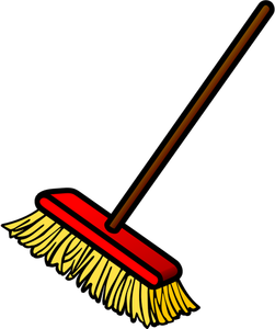 Vector drawing of red and yellow broom