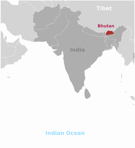 Locatie van Bhutan
