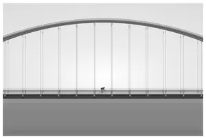 Ilustrace motorkář na mostě