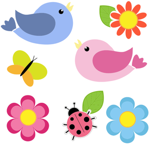 Bloemen en vogels