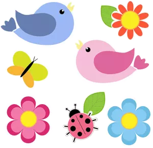 Flowers and birds