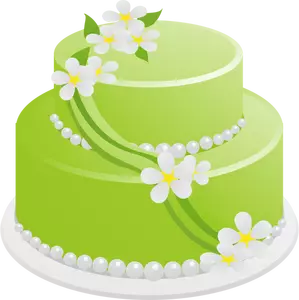 Dibujo de pastel de cumpleaños verde vectorial