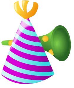 Kleur verjaardag hoed en trompet vector afbeelding