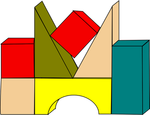 Desen de blocuri de constructii din lemn de culoare vector