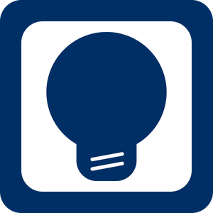 Vector graphics of blue square bulb icon