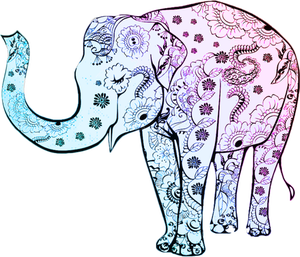 Elefante blu floreale grafica vettoriale