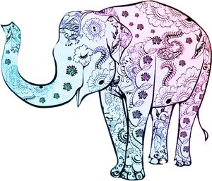 Blå blommig elefant vektorgrafik