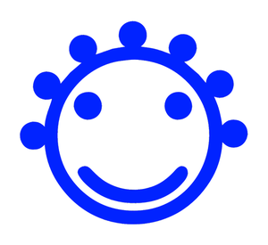 Disegno vettoriale di faccia di smiley blu icona
