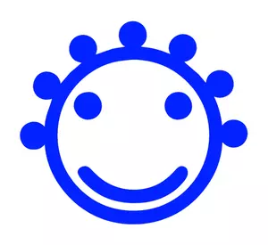 Cu faţa albastră zâmbitoare pictograma de desen vector