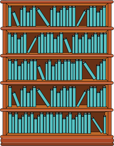 Libreria con libri blu