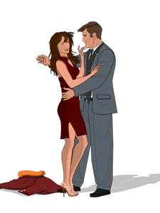 Hombre y mujer abrazando vector de la imagen