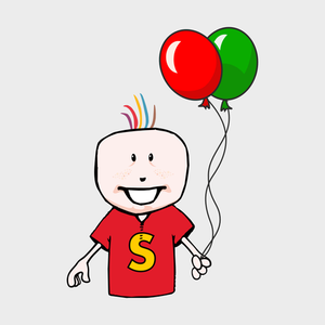 Vector image of boy holding two balloons