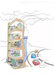 Vector illustraties van energie gebruiken in een gebouw