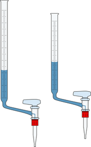 Ilustraţie vectorială de tub de sticlă gradat cu partea robinet în jos