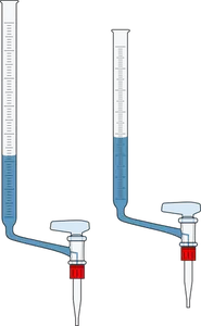 Ilustração em vetor de tubo de vidro graduado com torneira de lado na parte inferior