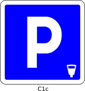 Ilustracja wektorowa z sąsiadującej parking obszar niebieski znak drogowy