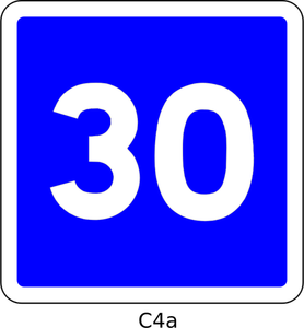 30mph speed limit blue square French roadsign vector illustration