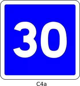Vector drawing of 30mph speed limit informatory road sign