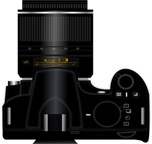 Dijital fotoğraf makinesi Nikon D3100 üstten görünüm vektör küçük resim