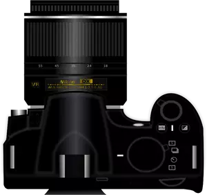 Digitale camera Nikon D3100 bovenaanzicht vector illustraties