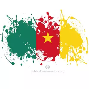 Kameruns flagga i paint splatter form