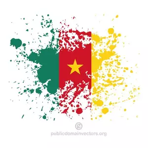 Flag of Cameroon in ink splatter shape