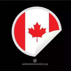 Rund klistermärke med kanadensisk flagga