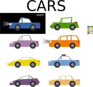 Vektorbild av cartoon uppsättning bilar