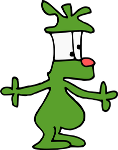 Green cartoon figure