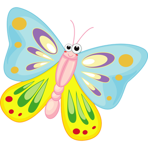 Illustrazione vettoriale di sorridente cartoon farfalla