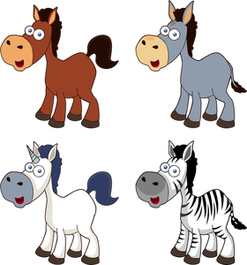 Vector illustraties van selectie van cartoon paarden