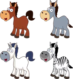 ClipArt vettoriali di selezione di cavalli di cartone animato