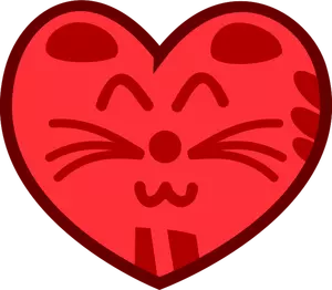 Vektor ilustrasi hati kucing