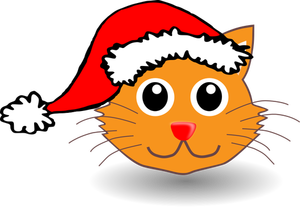 Cat with Santa Claus hat vectopr