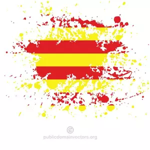 Catalan flag in ink spatter