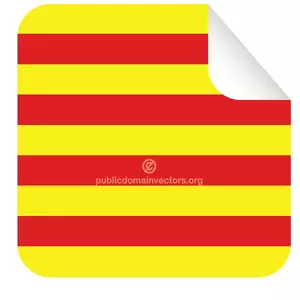 Vierkante sticker met vlag van Catalonië