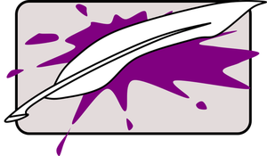 Vektor-Bild des Schreibens Feder auf Hintergrund lila platsch