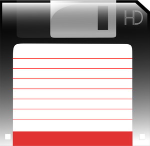 Disco floppy con immagine vettoriale etichetta