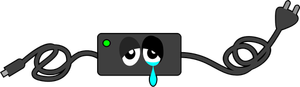 Computer charger crying eye vector illustration