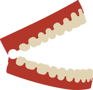 Denti con immagine di vettore di base rosso di schiamazzo