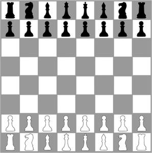 Chessboard drawing with figures Royalty Free Vector Image