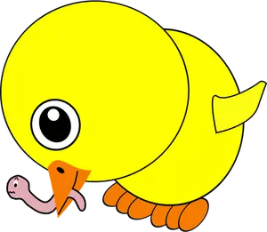 Chick äter daggmask vektor illustration