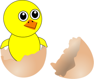 Pollo recién nacido en imagen vectorial del huevo