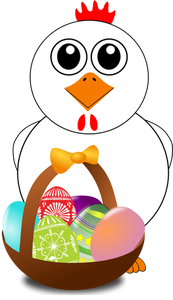 Pollo detrás detrás de ilustración Pascua huevos cesta vector