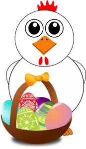 Kyckling bakom bakom påsk ägg korgen vektor illustration
