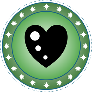 Zelené srdce odznak vektorové ilustrace