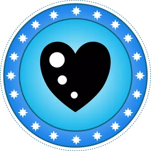 Blue heart badge vector drawing