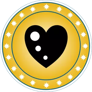 Yellow heart badge vector graphics