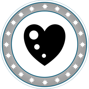 Vector afbeelding in grijswaarden hart badge