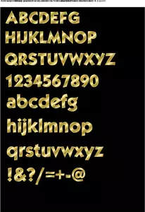 Vektor-Bild der Phantasie Alphabet in gold